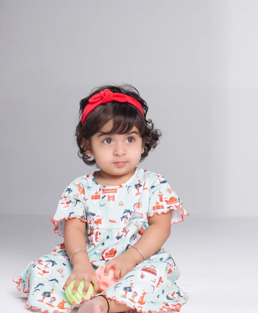 Aussie Adventures Scalloped Half Sleeve Dress
