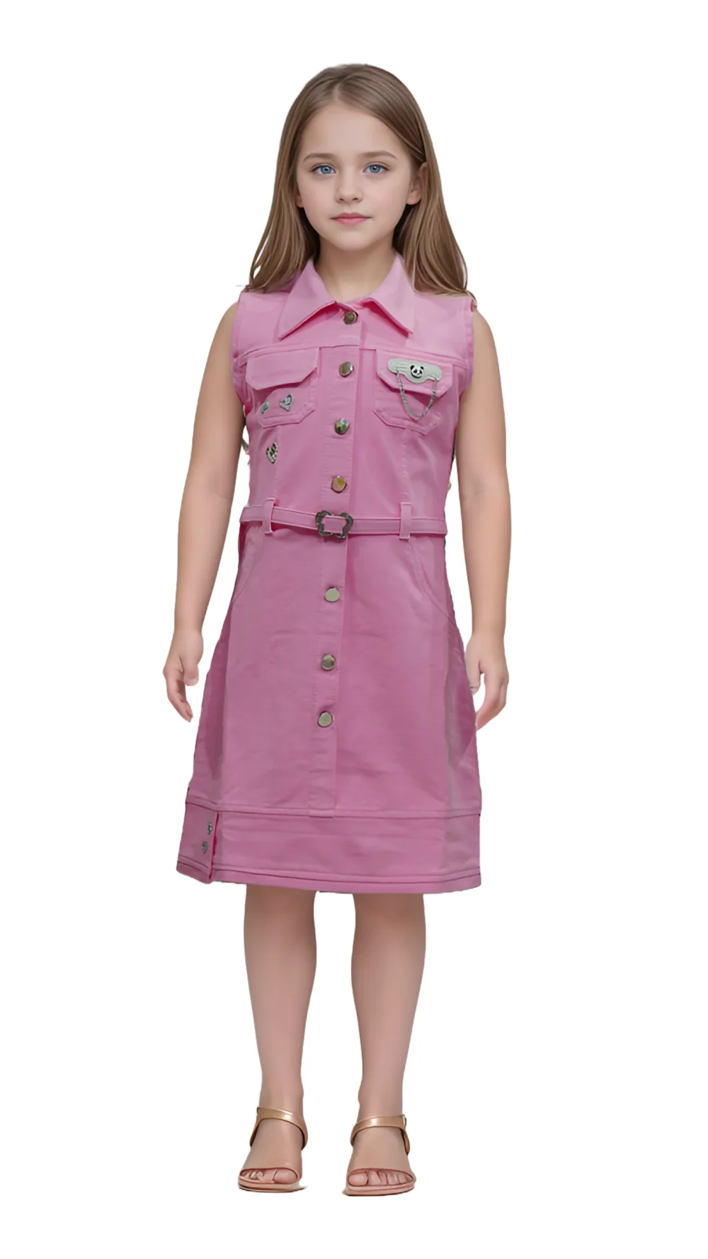 Pink Denim Shirt Dress - Image 2