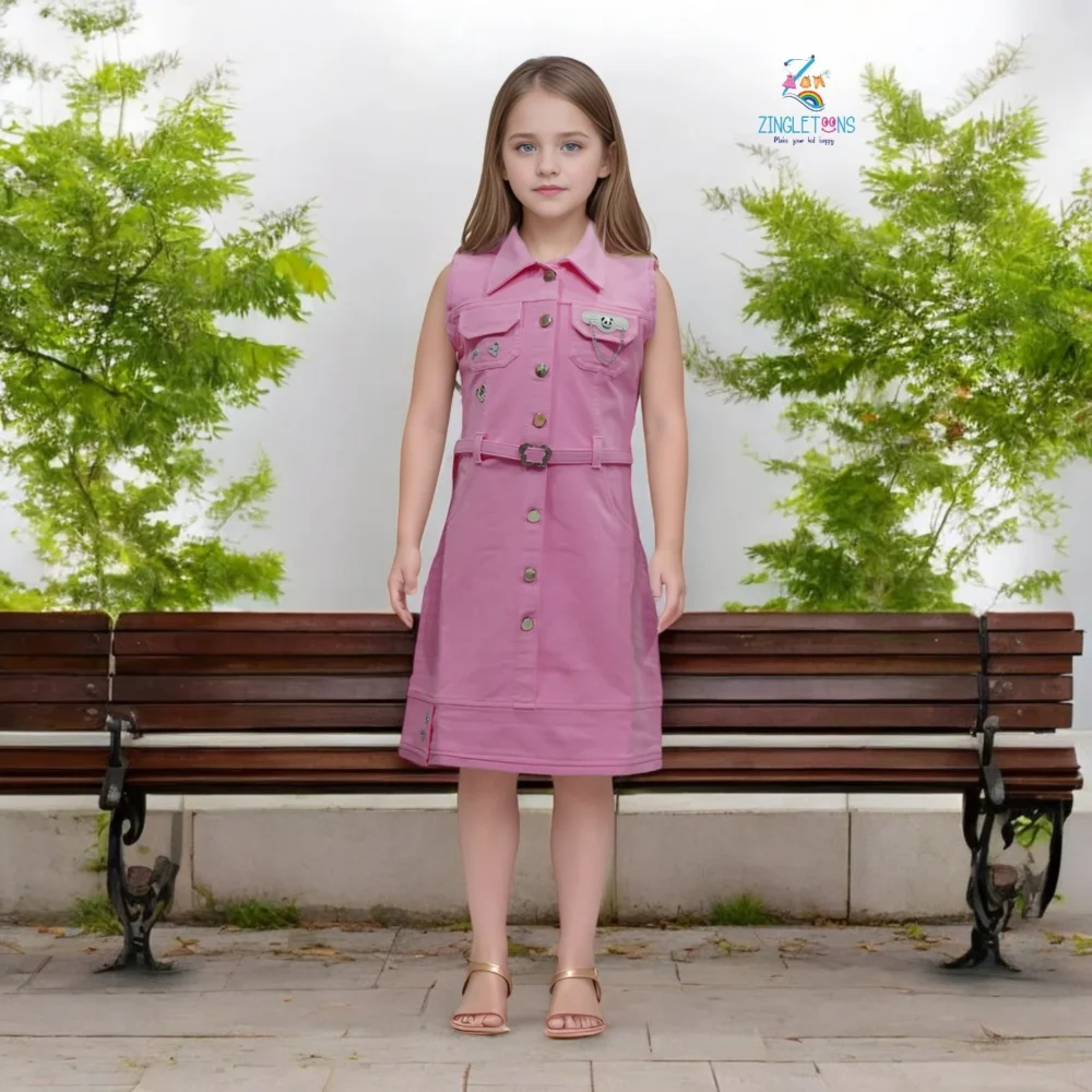 Pink Denim Shirt Dress