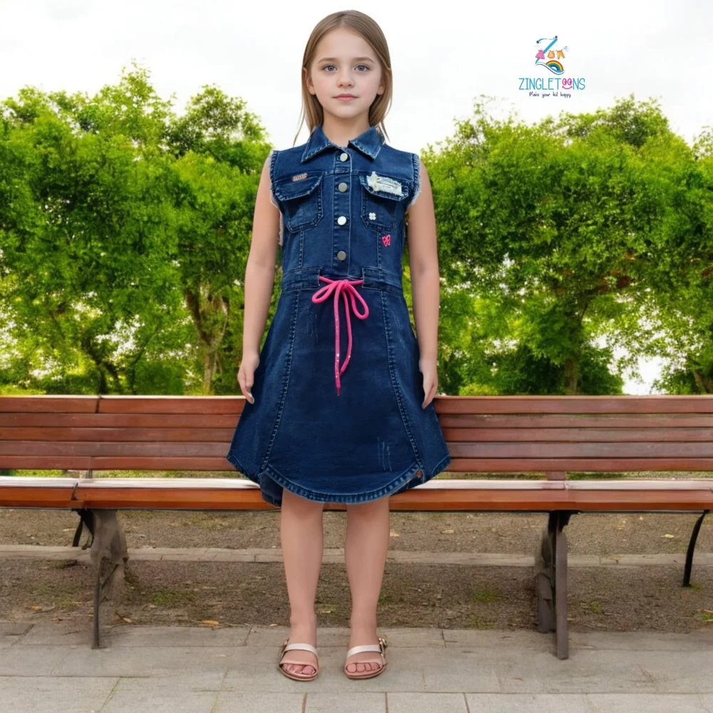 One Piece Denim Dress For Kids
