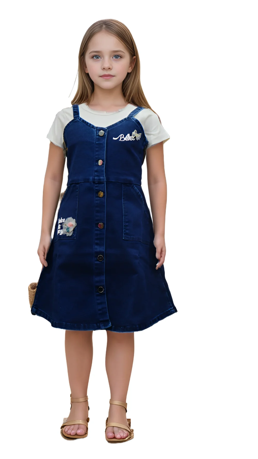 Denim Dungry Dress For Kids | Girls - Image 3