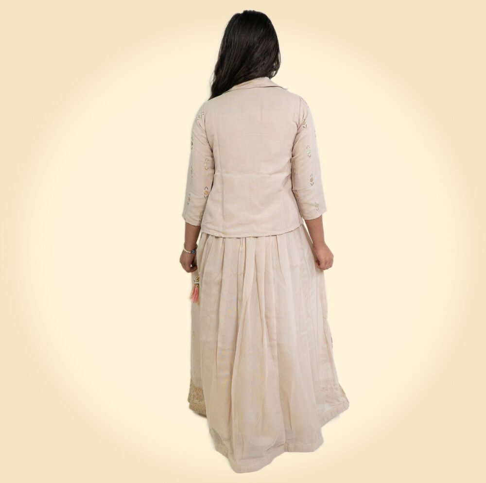 Cream Colour Lehanga For Girls - Image 3