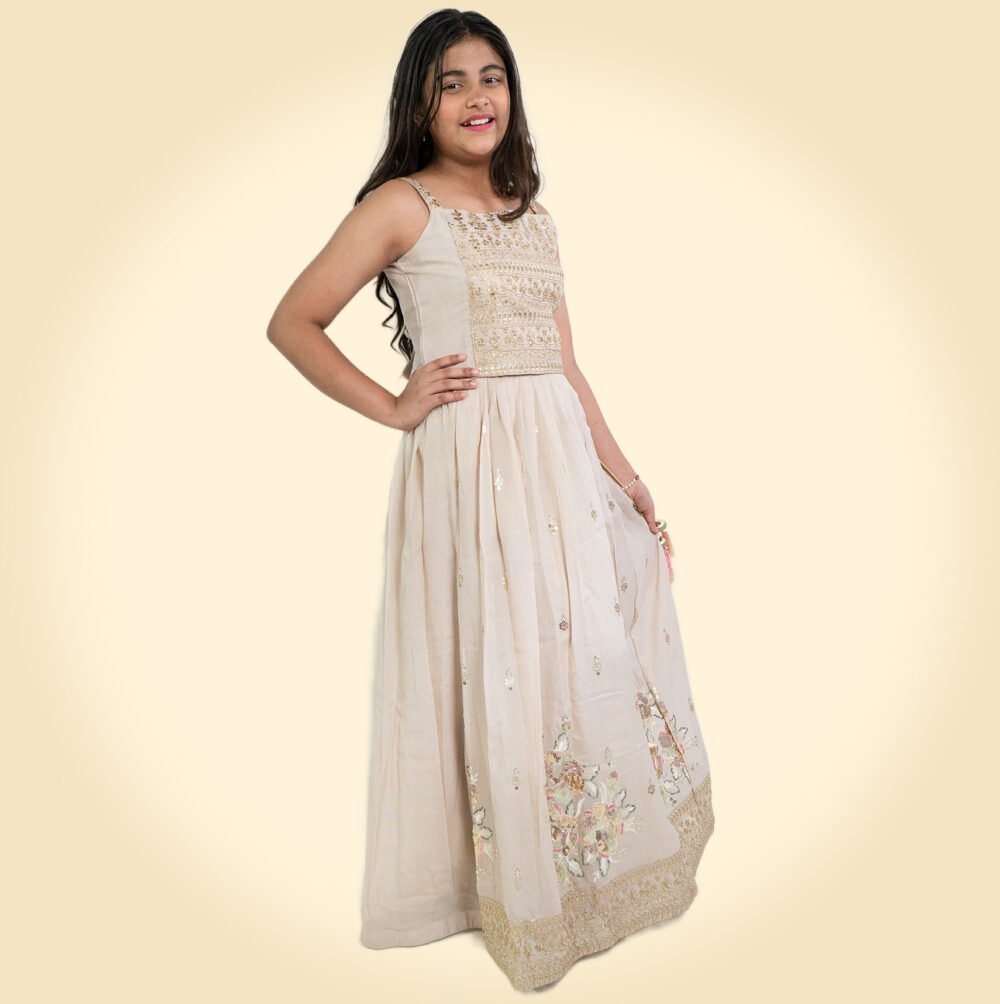 Cream Colour Lehanga For Girls - Image 4
