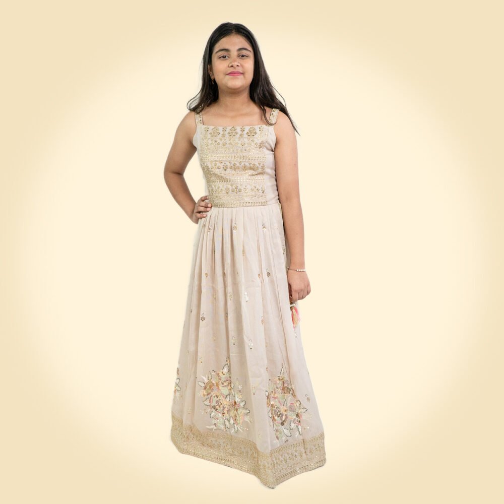 Cream Colour Lehanga For Girls