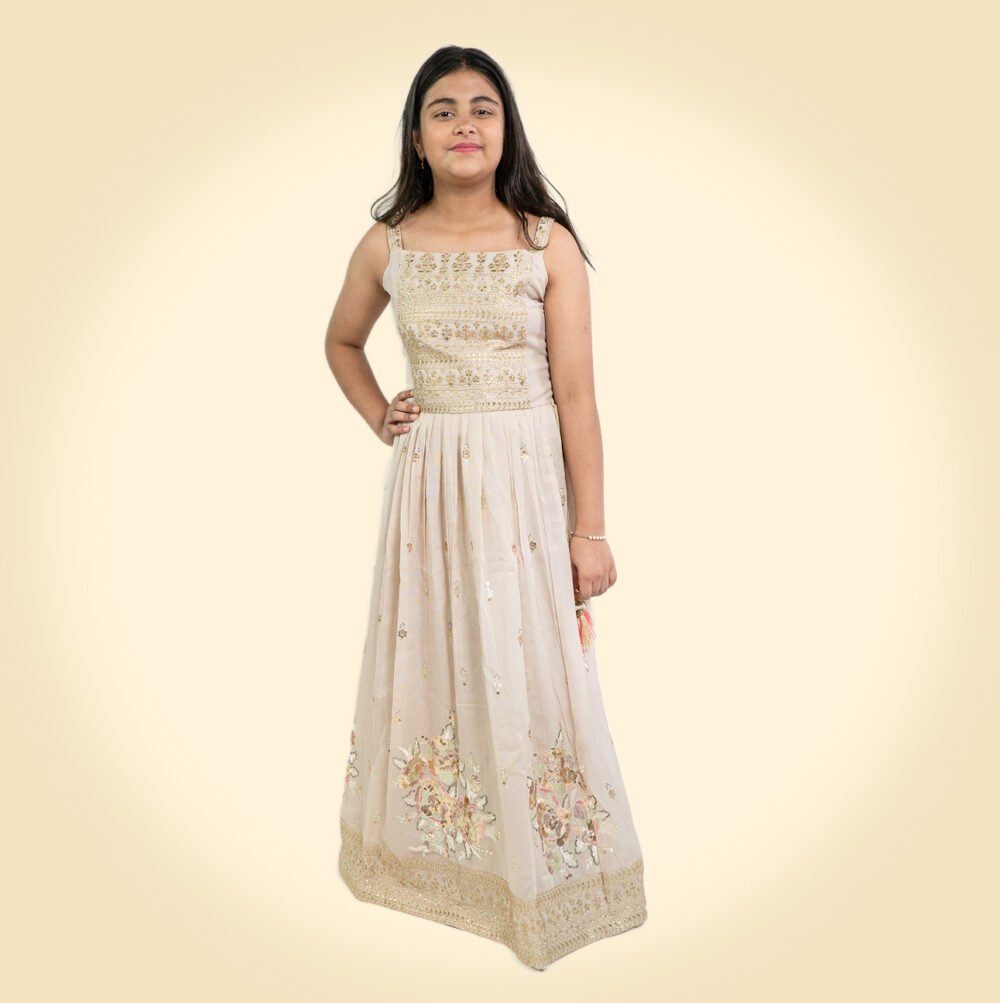 Cream Colour Lehanga For Girls