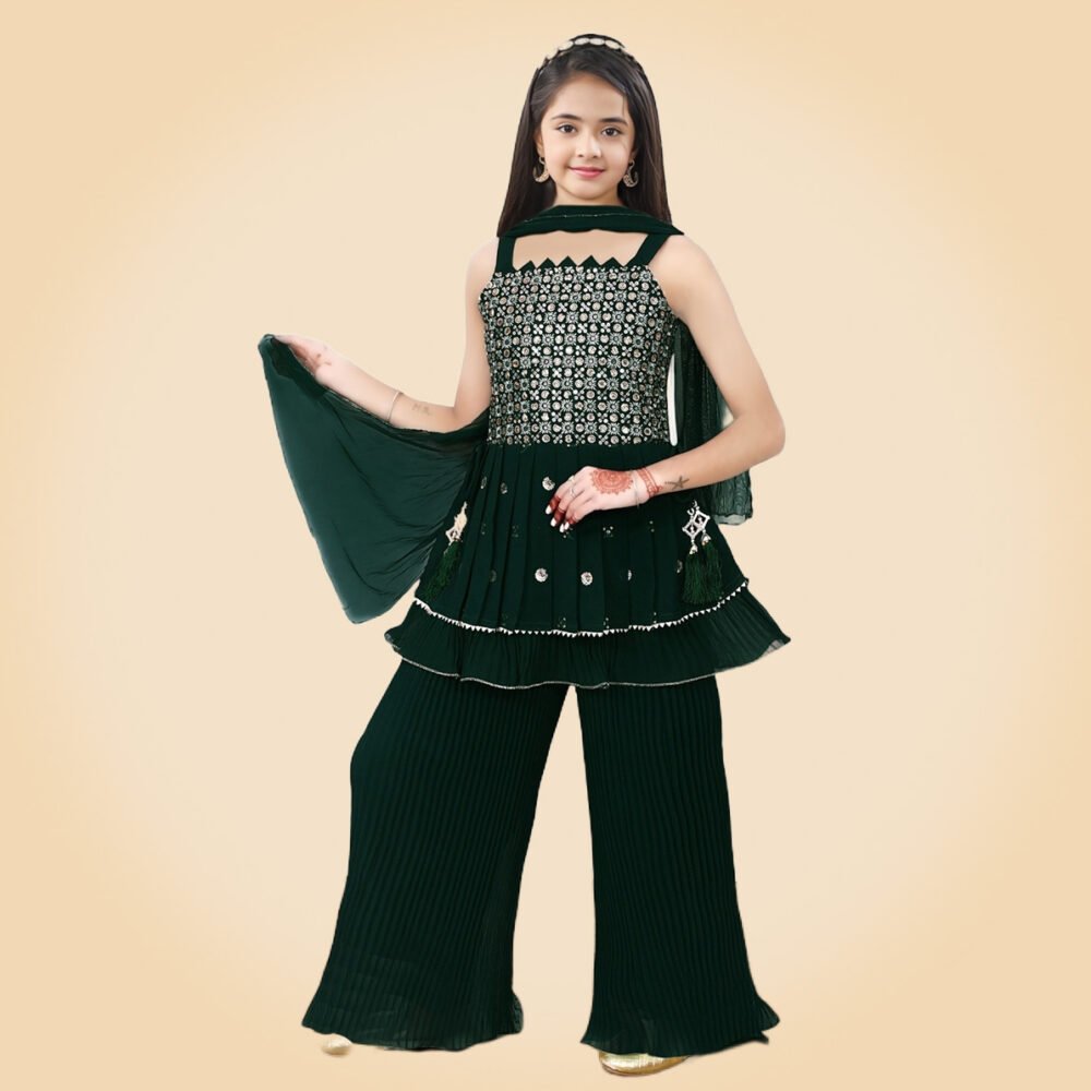 Dark Green Sharara Suit Set