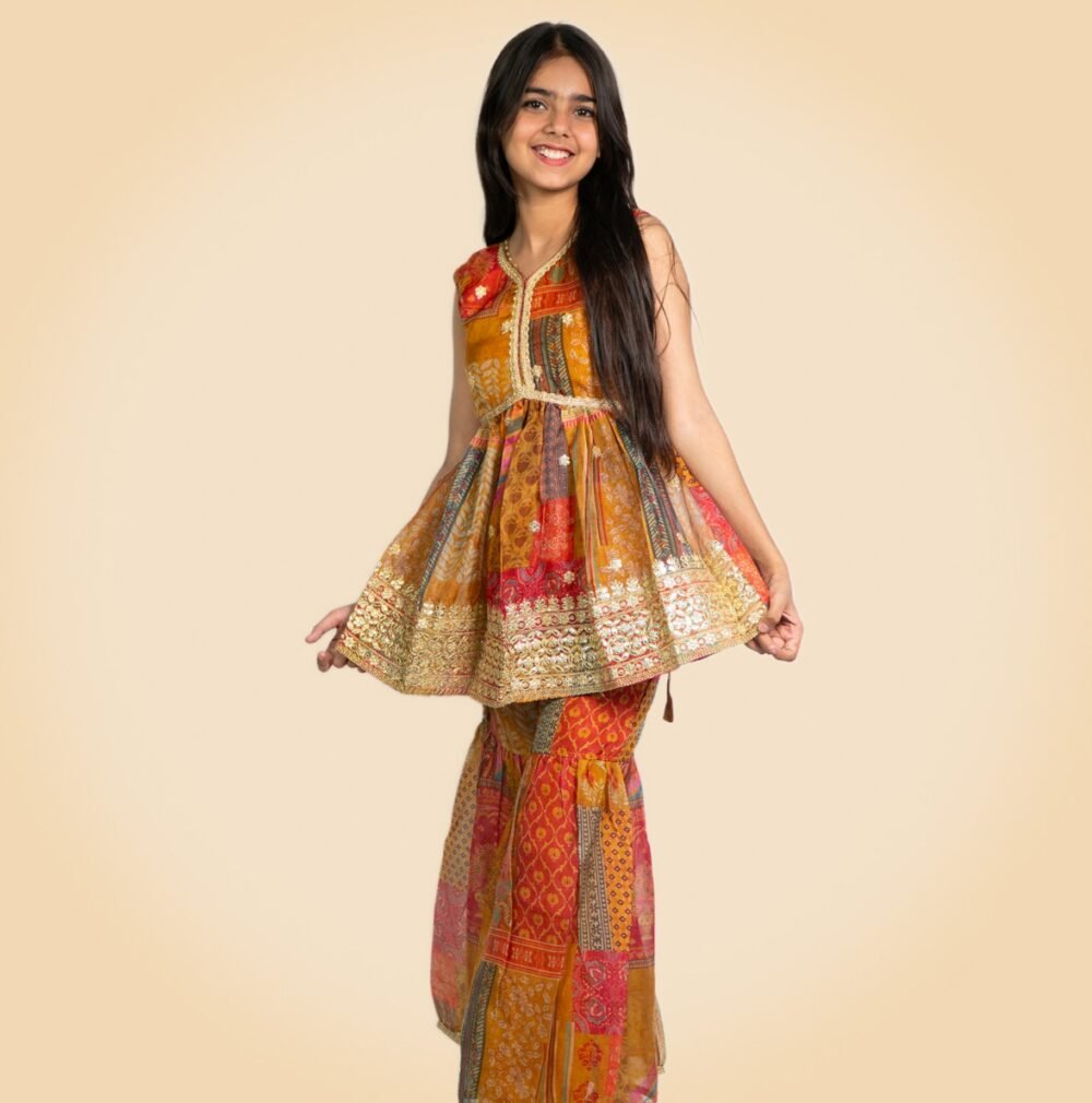 Girls aliya cut sharara kurta set - Image 3