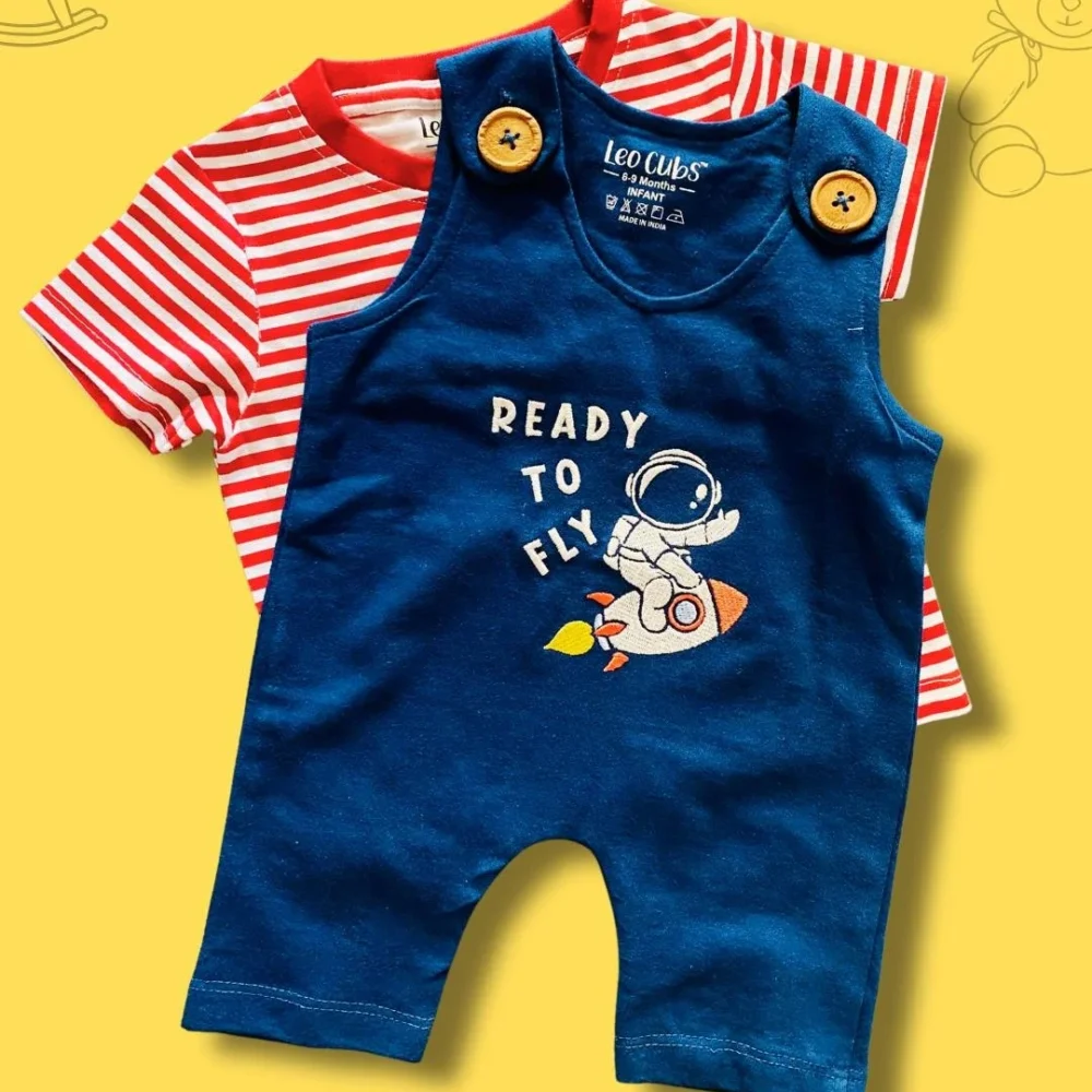 Space Printed Baby Rompers Clothing Set