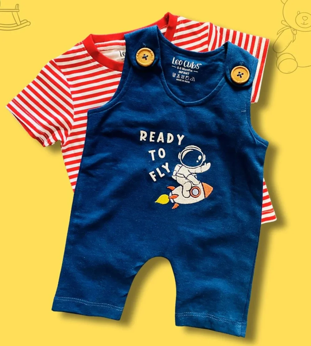 Space Printed Baby Rompers Clothing Set