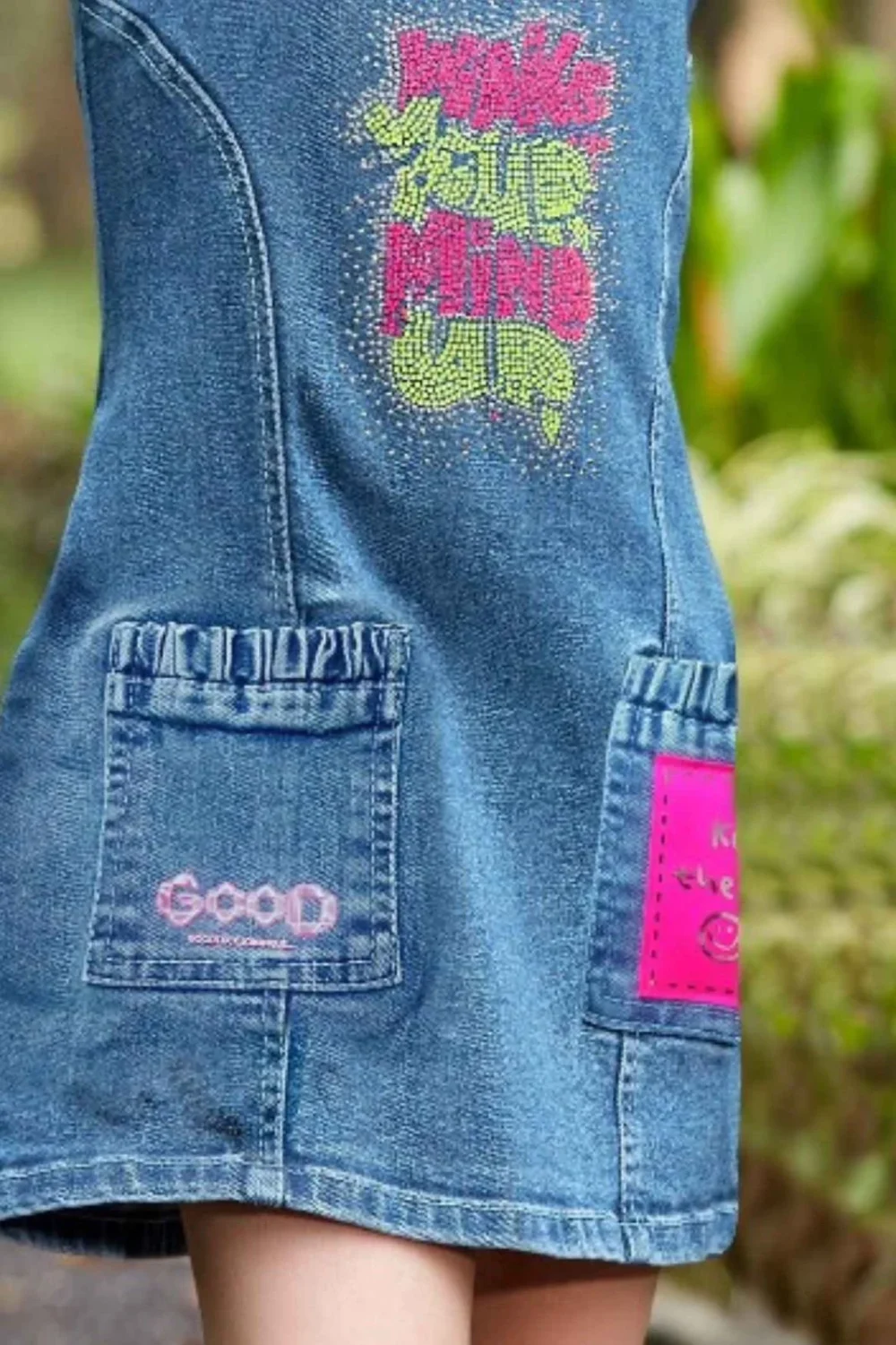 Denim Dungri Skirt With White 3/4 Sleeves T-Shirt For Girls - Image 3