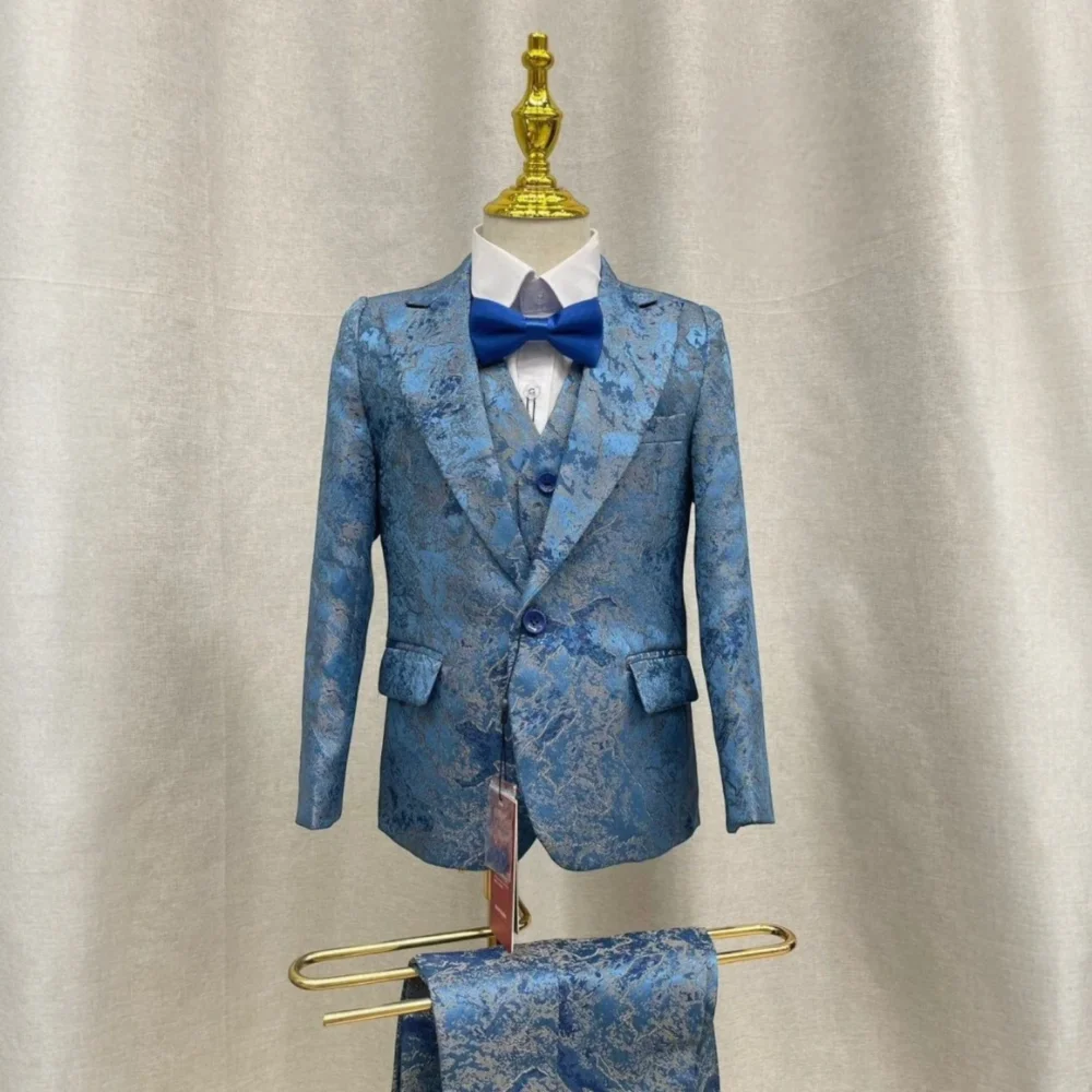 Royal Blue Floral Tuxedo Set without bow tie – 3-Piece Suit