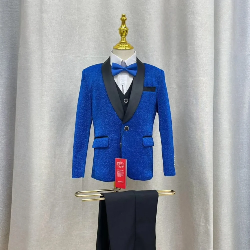 Royal Blue Tuxedo with Black Satin Lapel with out tie – 3-Piece Set