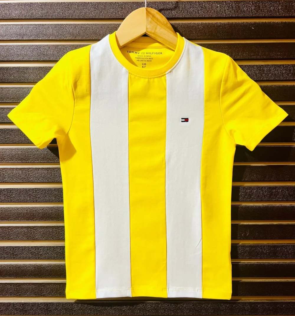 Boys Striped Round Neck Pure Cotton Red, White T-Shirt - Image 3