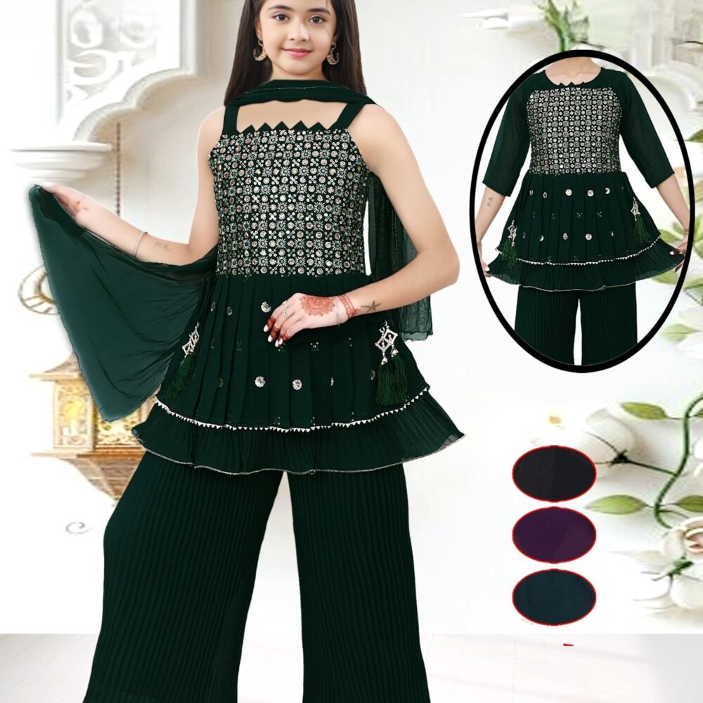 Dark Green Sharara Suit Set