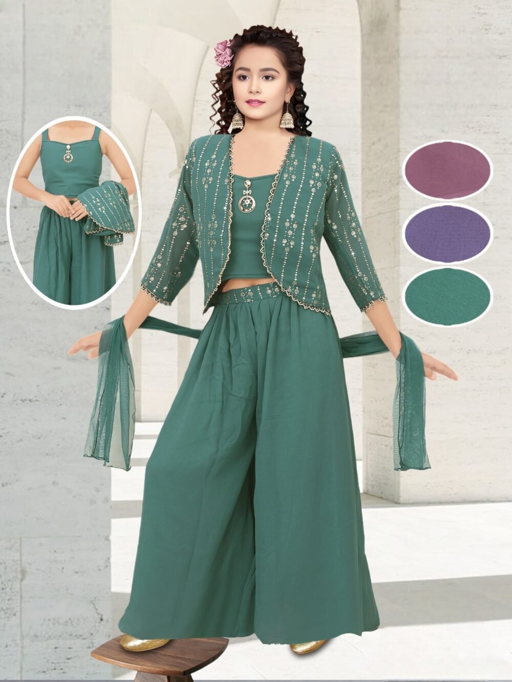 Sharara set with shrug for kids