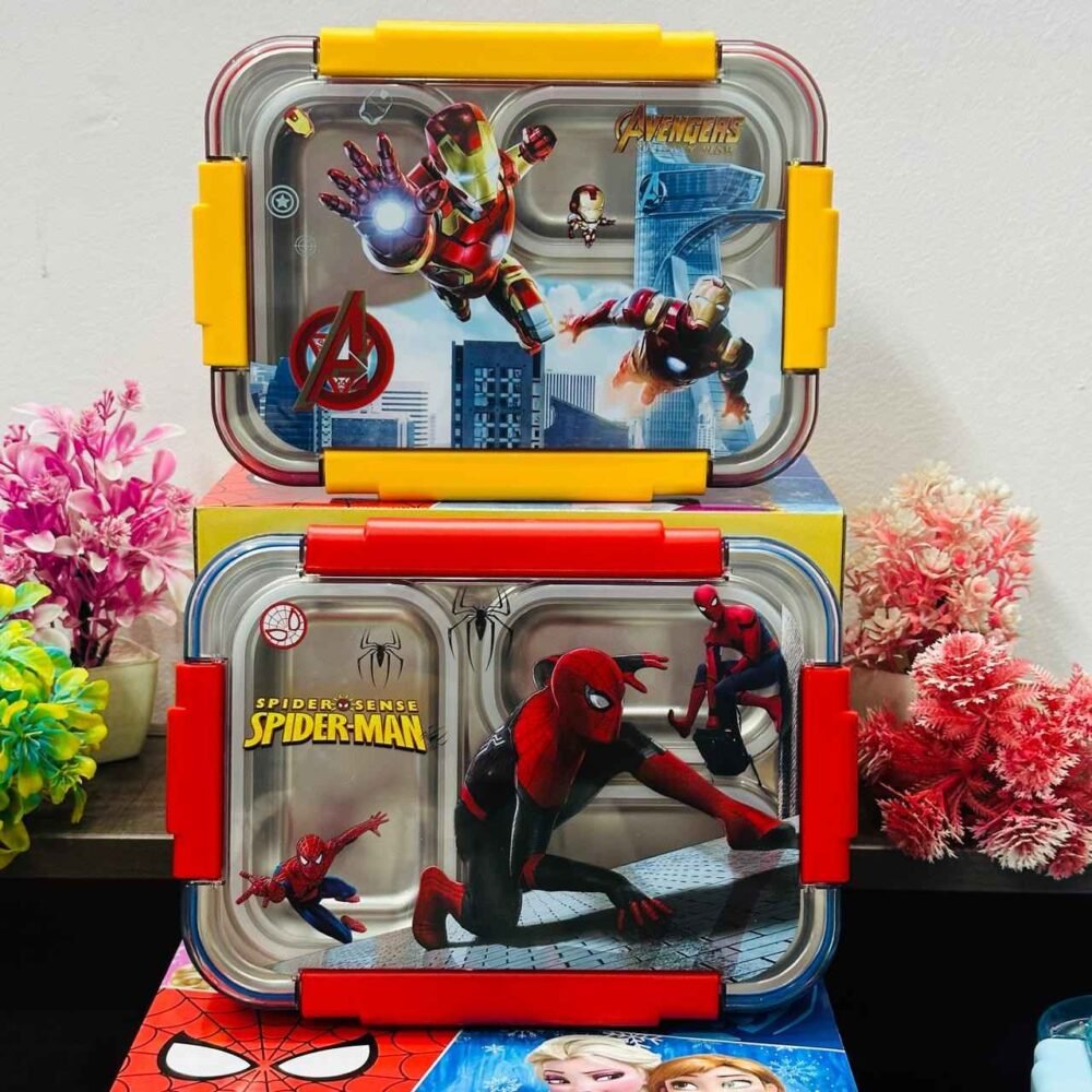 Kids Cartoon Printed Lunch Box – Leakproof & Multi-Compartment (Barbie, Frozen, Spiderman, Avengers & More) - Image 7