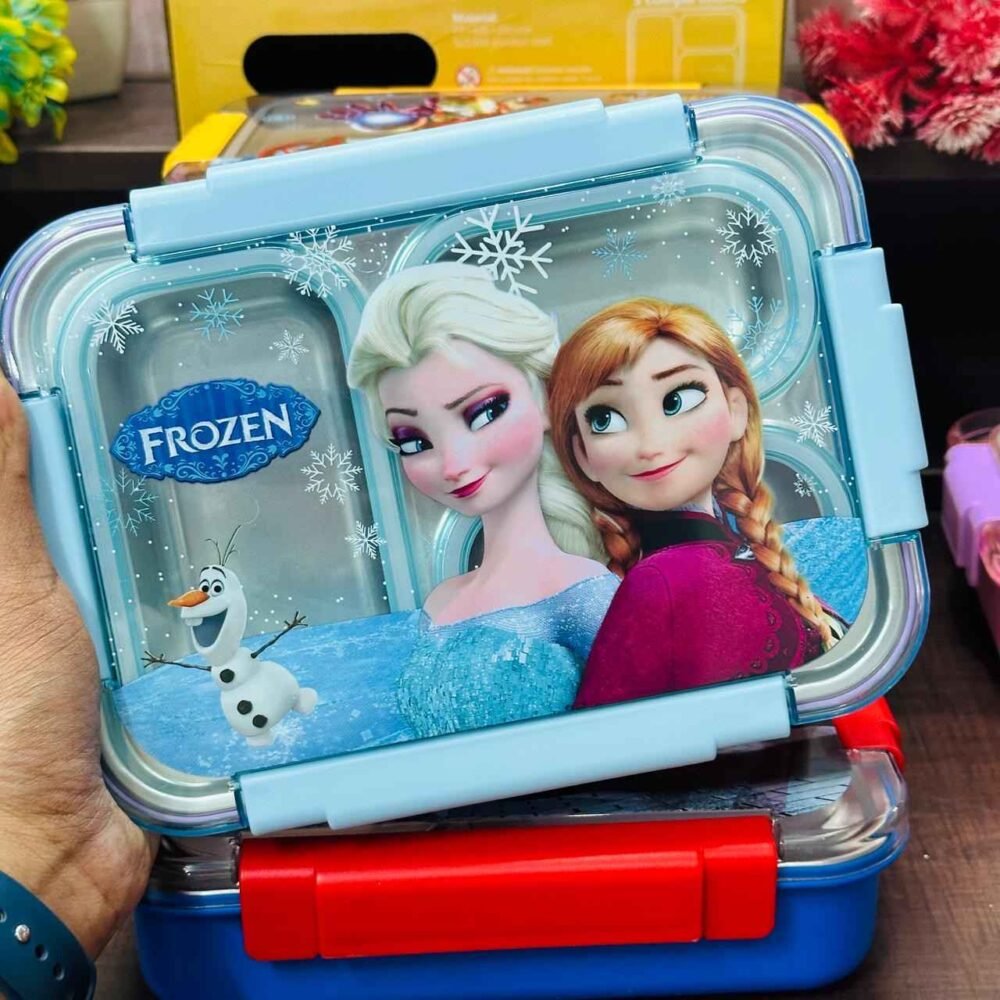Kids Cartoon Printed Lunch Box – Leakproof & Multi-Compartment (Barbie, Frozen, Spiderman, Avengers & More) - Image 3