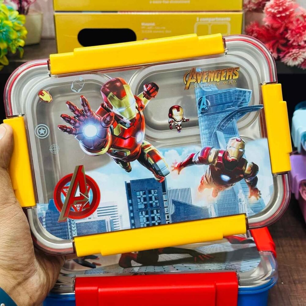 Kids Cartoon Printed Lunch Box – Leakproof & Multi-Compartment (Barbie, Frozen, Spiderman, Avengers & More) - Image 6