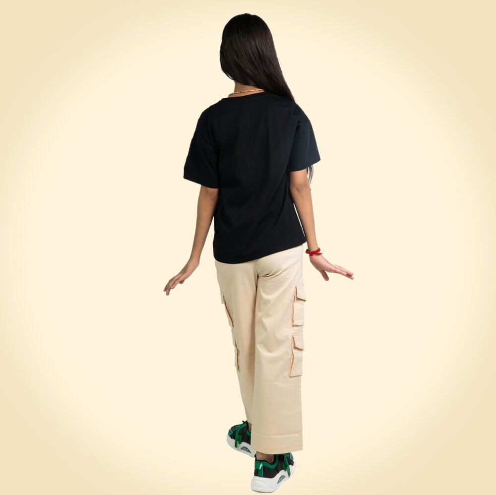 Girls Oversized Graphic T-Shirt – “Delicious Vibes” Dog Print (Black) - Image 3