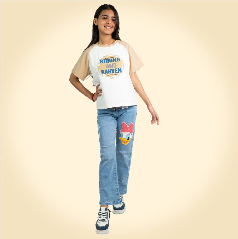 Trendy Graphic Slogan T-Shirt for Girls – Casual Cotton Tee