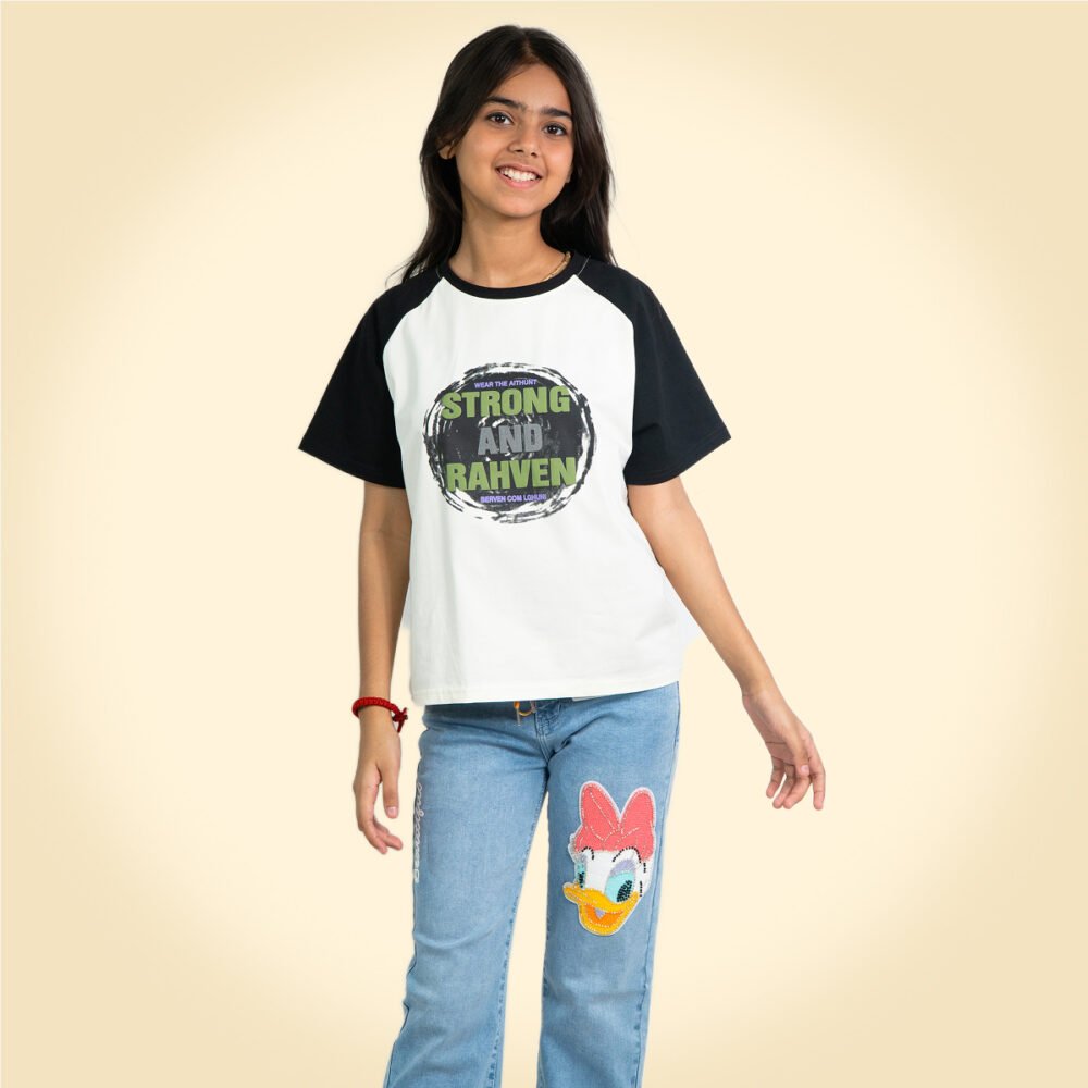 Trendy Graphic Slogan T-Shirt for Girls – Casual Cotton Tee