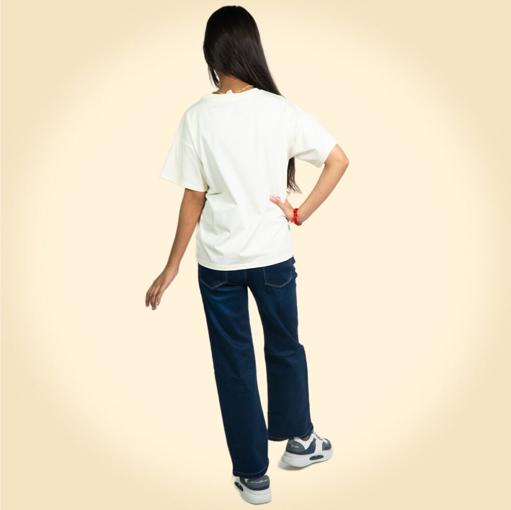 "Adorable Cream Puppy Print T-Shirt for Girls – Soft & Stylish Casual Wear" 🐶✨ - Image 4