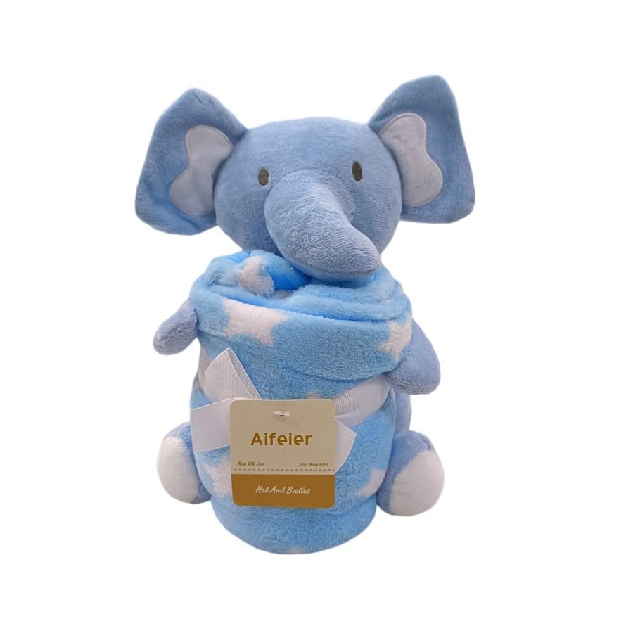 Plush Baby Blanket with Soft Toy | Newborn Baby Gift Set - Elephant, Deer & Fox Designs