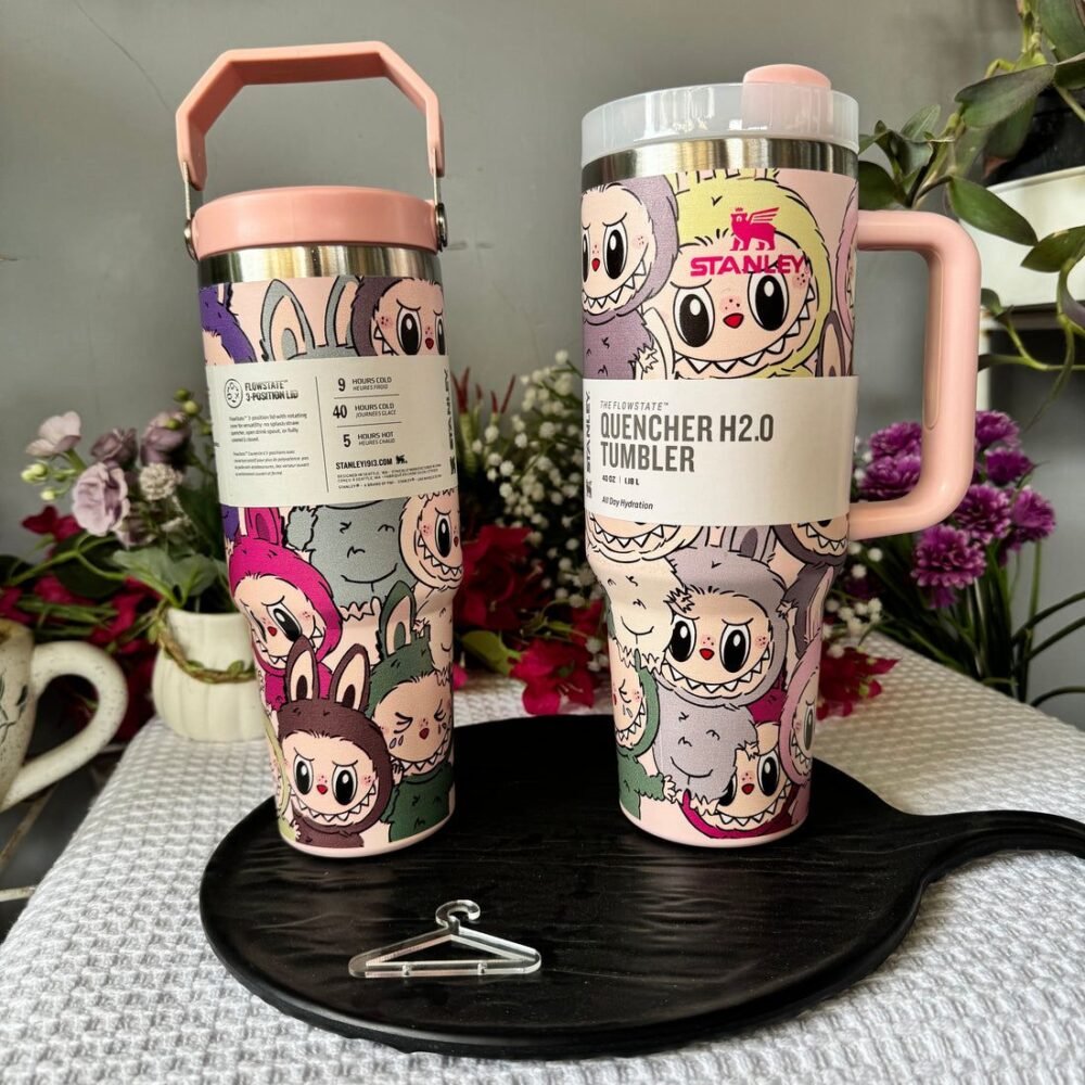 Labubu Print stainley brand Vacuum Insulated Tumbler with Straw & Handle – 1000ml Leak-Proof Bottle