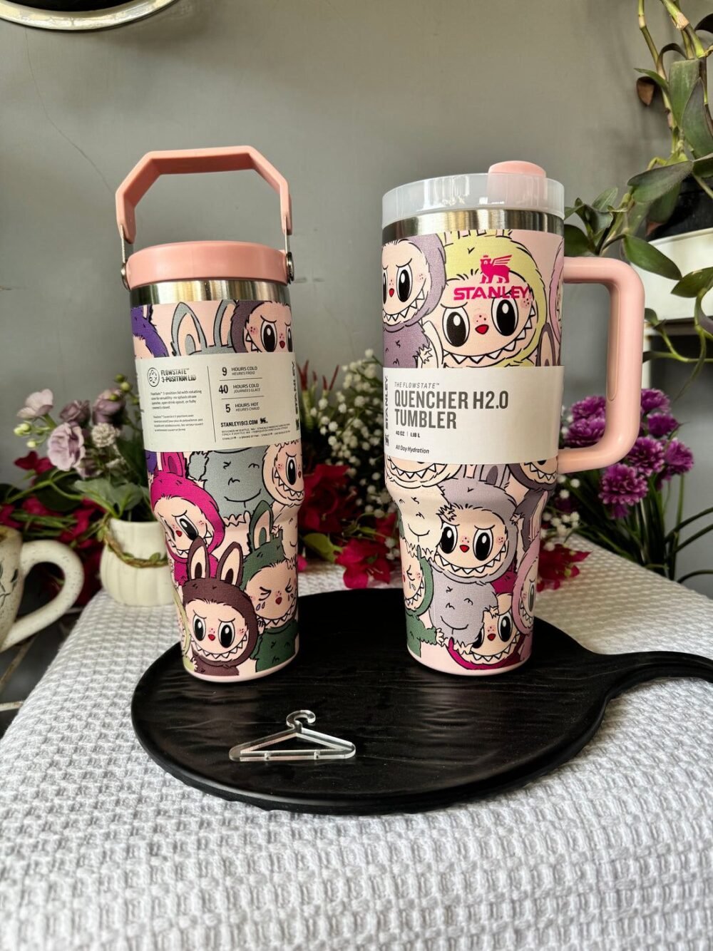 Labubu Print stainley brand Vacuum Insulated Tumbler with Straw & Handle – 1000ml Leak-Proof Bottle