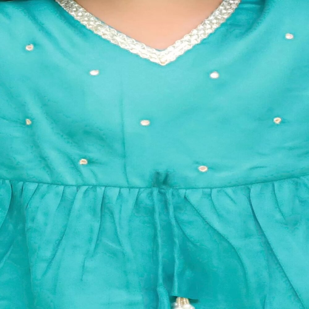 Stylish Kids Ethnic Suit Set – Girls Kurta & Pant Combo (Red & Blue) - Image 5