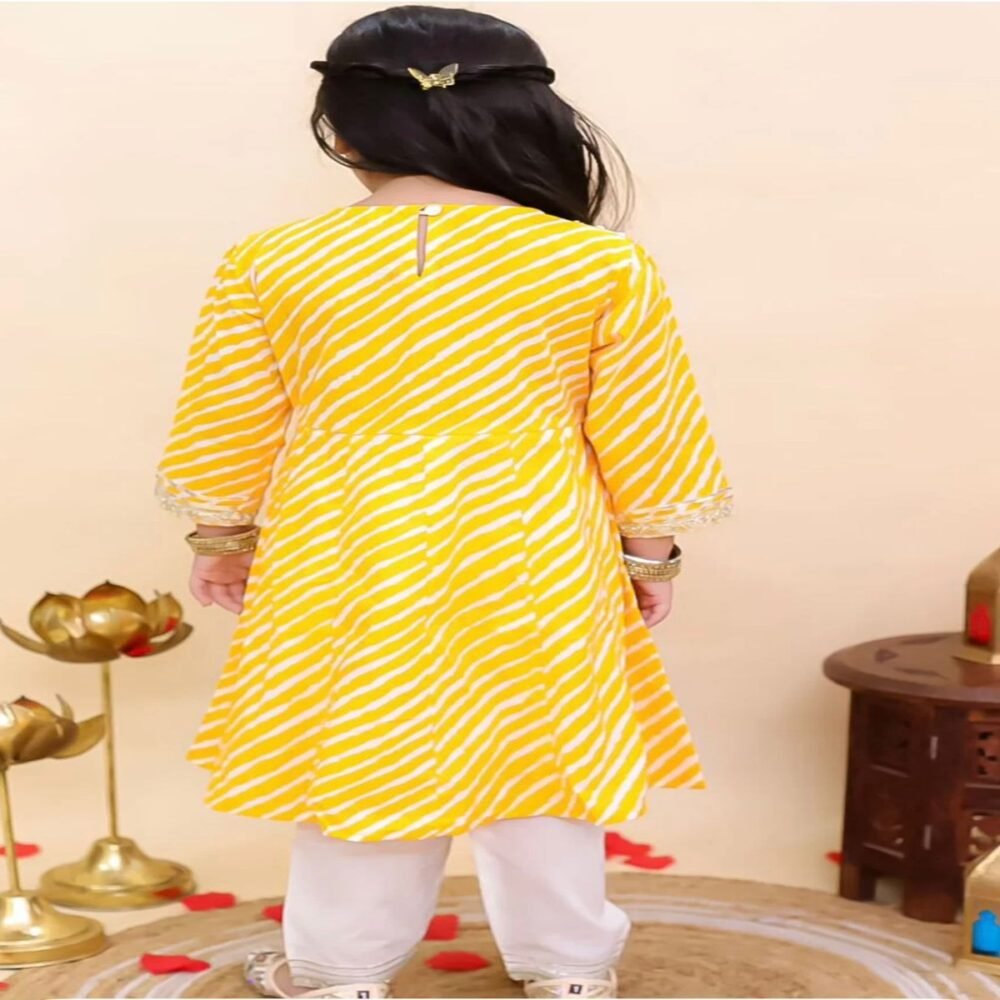 Elegance Yellow Kurti Pant Set - Image 5