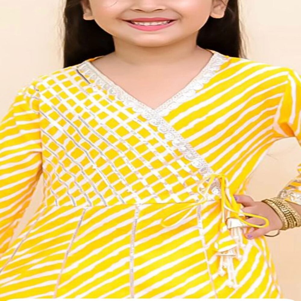 Elegance Yellow Kurti Pant Set - Image 3