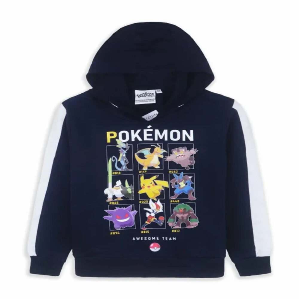 Pokémon Kids Hoodie – Black Cotton Hooded Sweatshirt for Boys & Girls