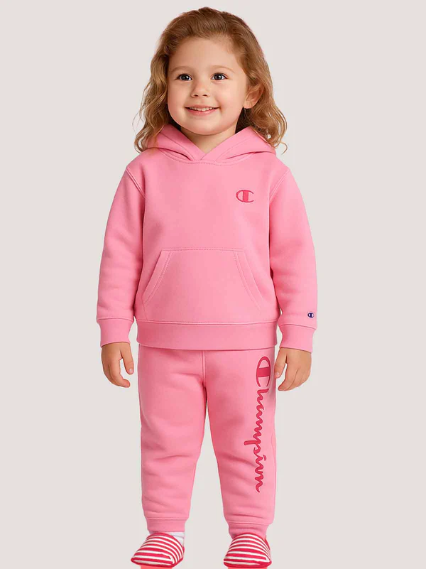 Kids Pink Fleece Hoodie & Jogger Track suit