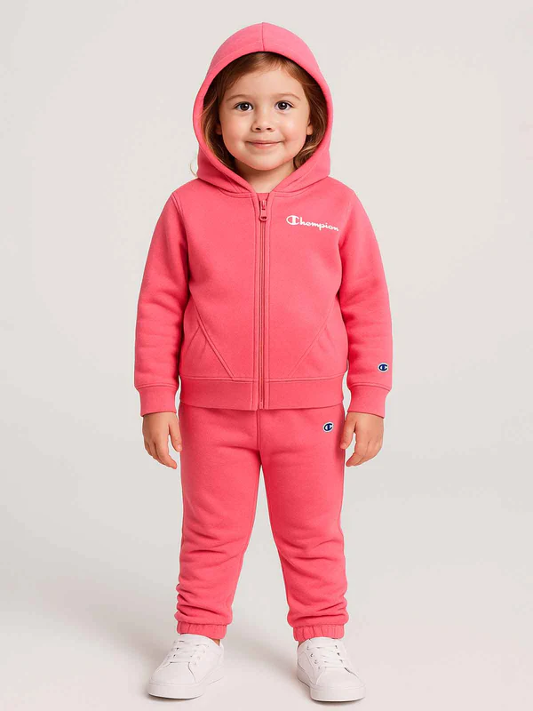 Kids Pink Fleece Hoodie & Jogger  Set